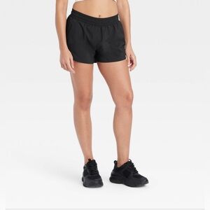 Women’s Woven Mid-Rise Running Shorts 3” - All In Motion™️ - Black - Large